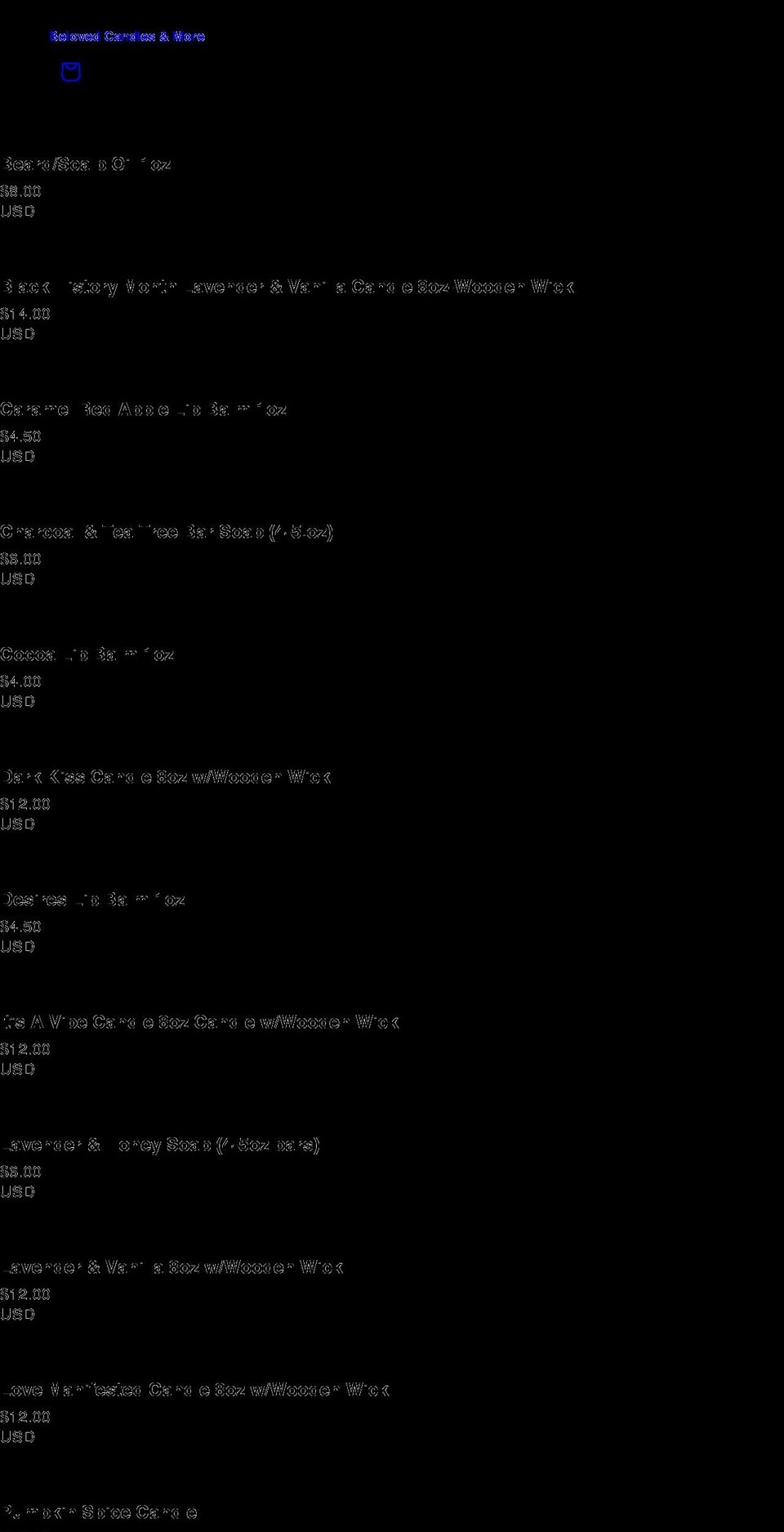 belovedcandlesmore.com shopify website screenshot