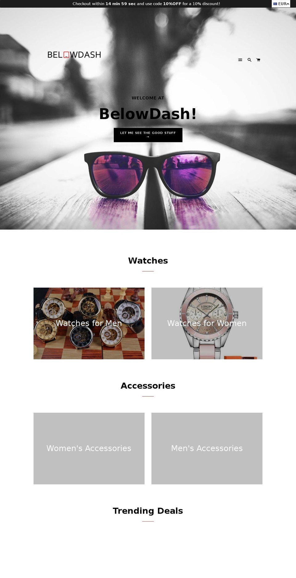 belowdash.com — Shopify storefront screenshot
