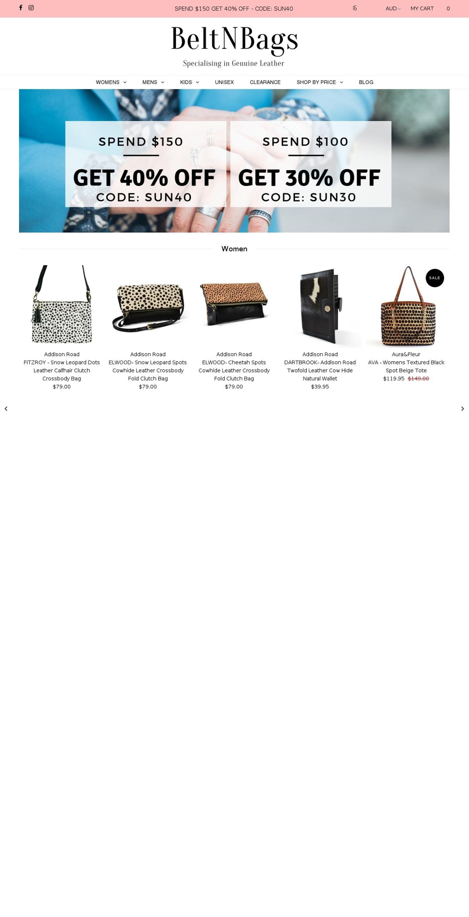 beltandbag.com.au shopify website screenshot