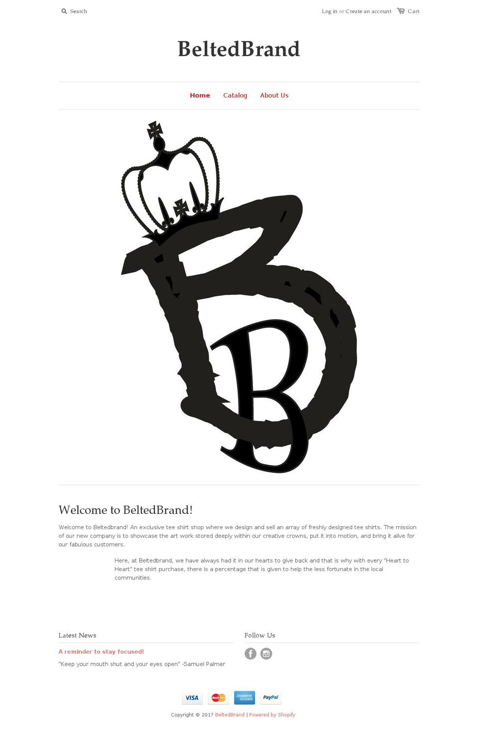 beltedbrand.com shopify website screenshot