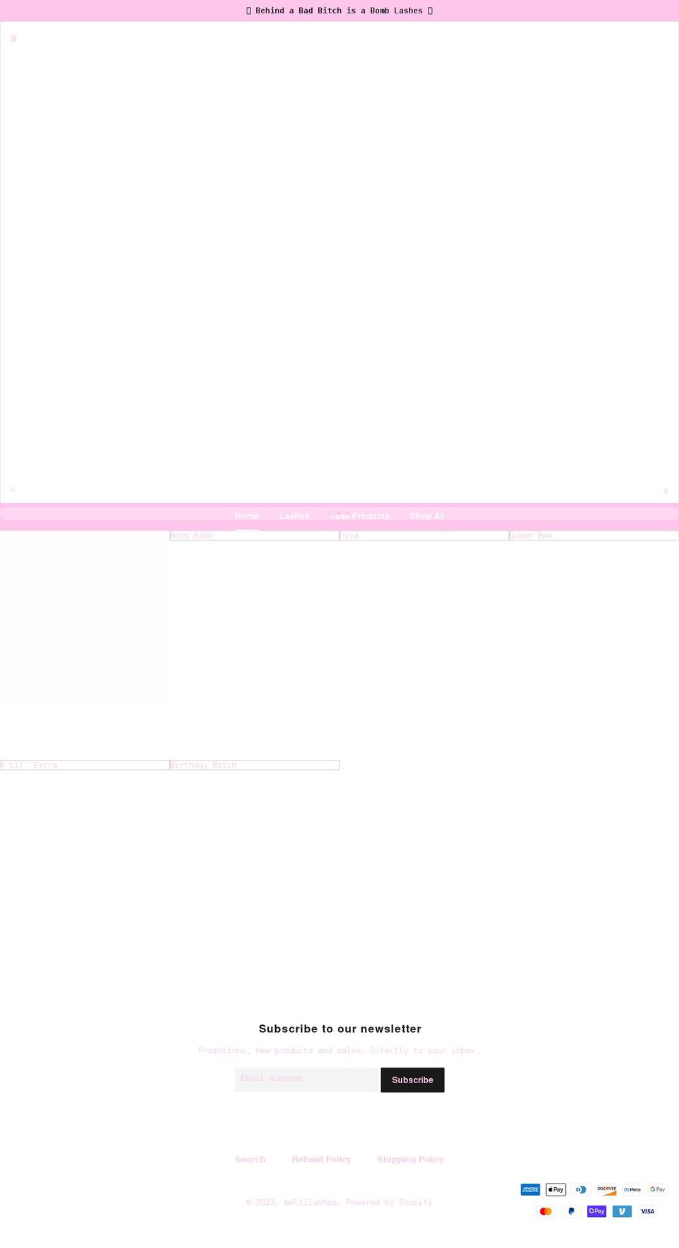 beltilashes.com shopify website screenshot