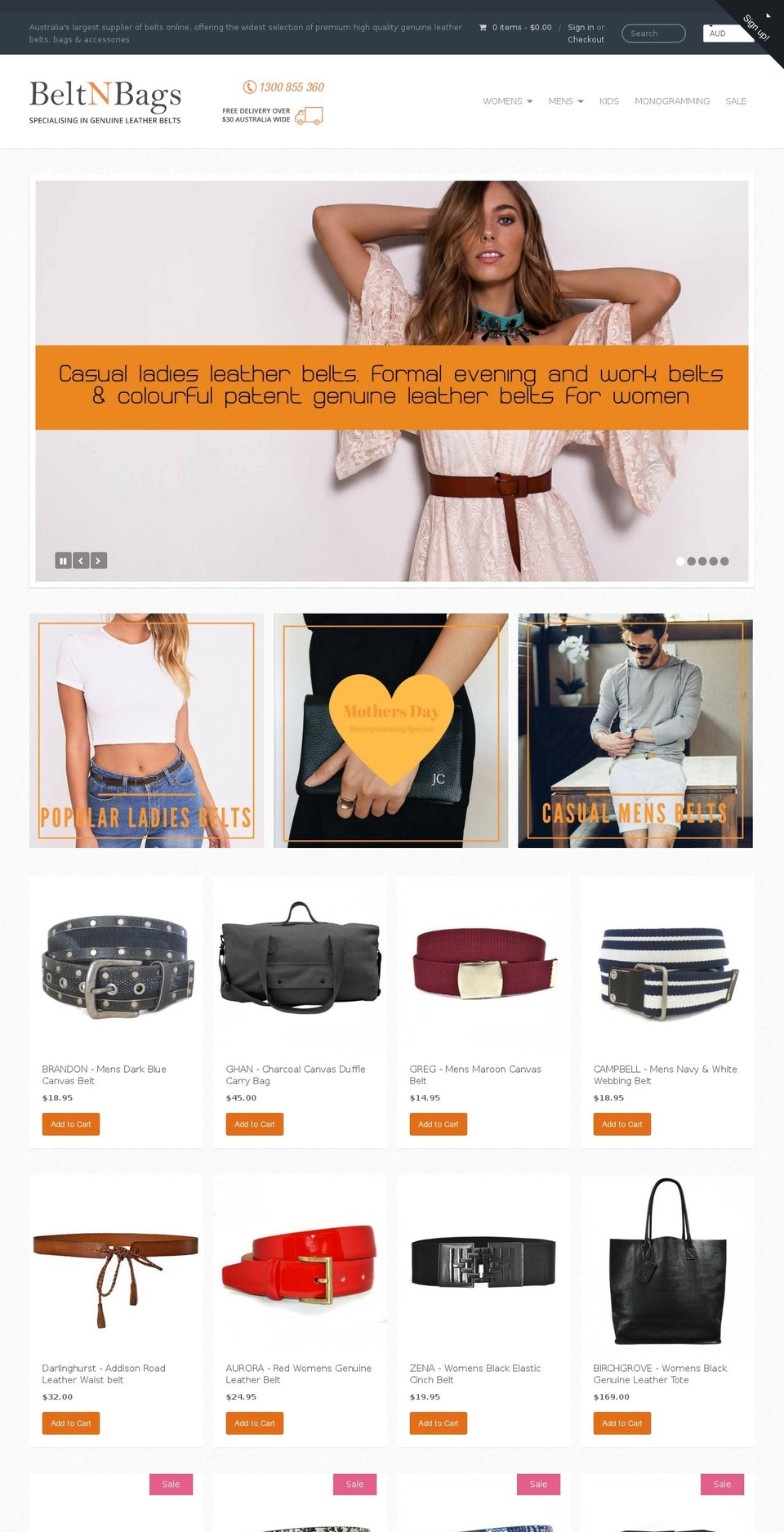 beltnbags.com shopify website screenshot