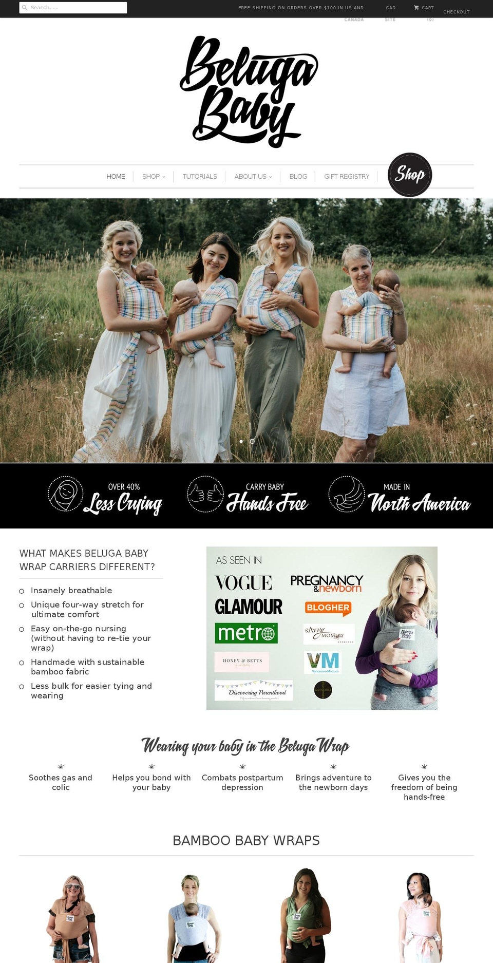 belugababywrap.com shopify website screenshot
