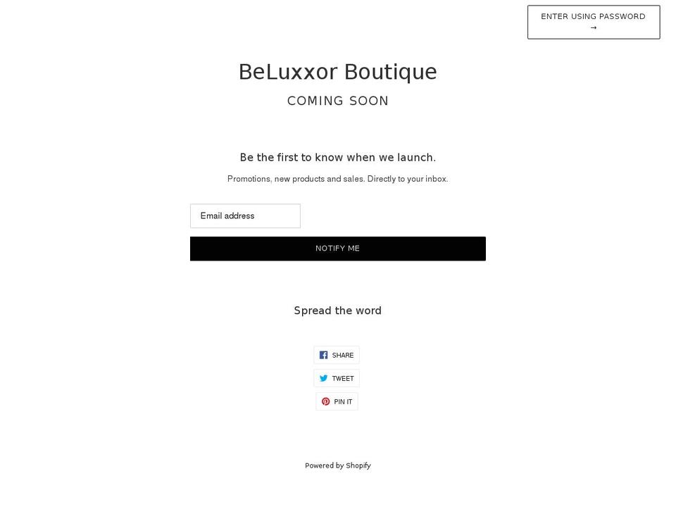 beluxxor.com shopify website screenshot