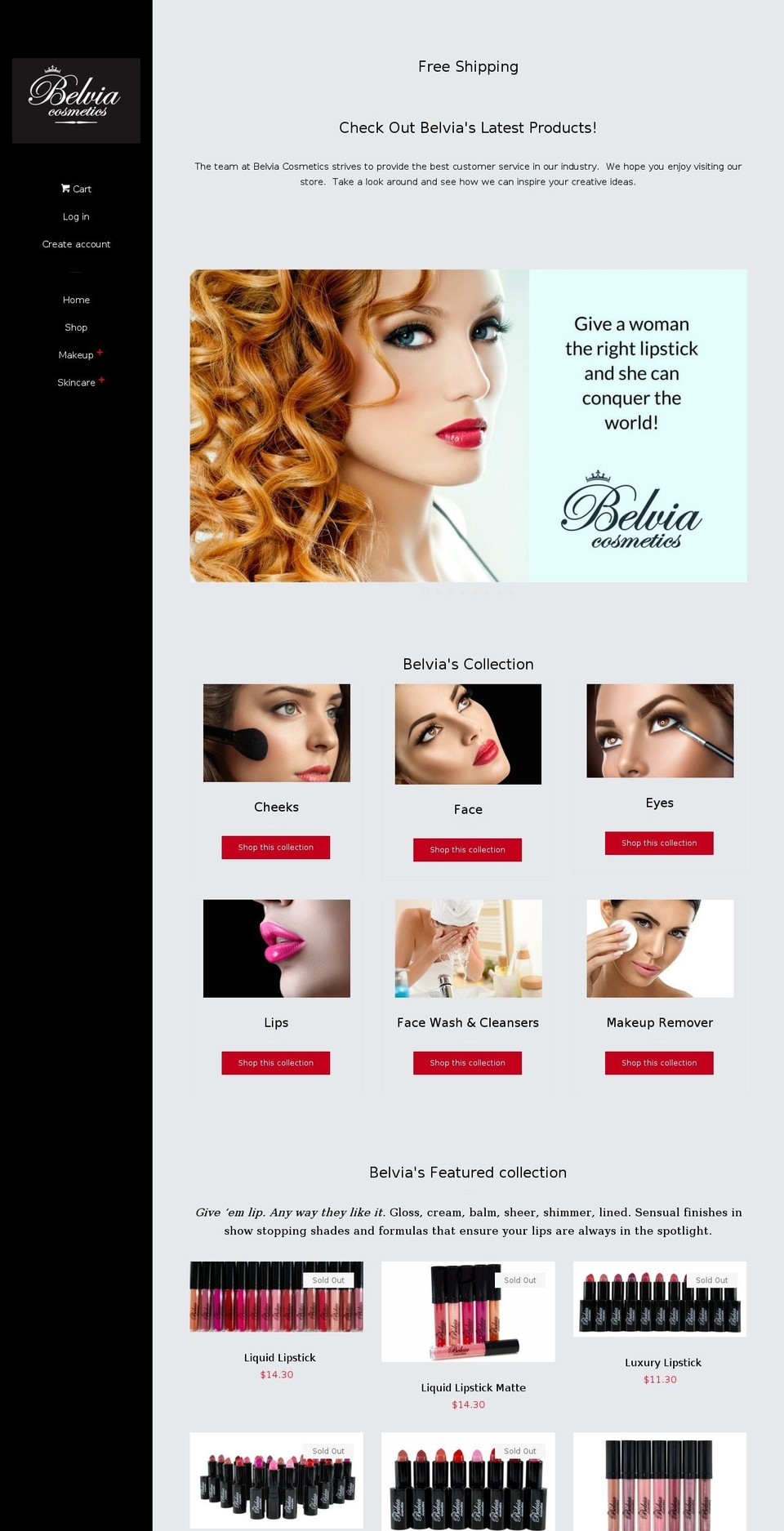 belviacosmetics.com shopify website screenshot