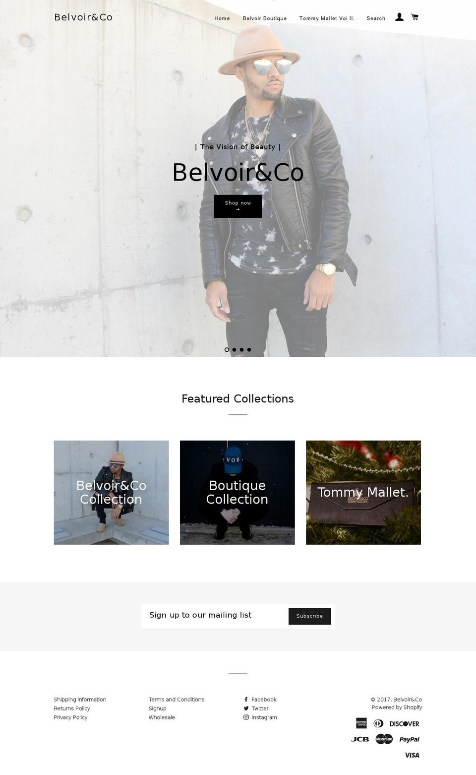 belvoirco.com shopify website screenshot