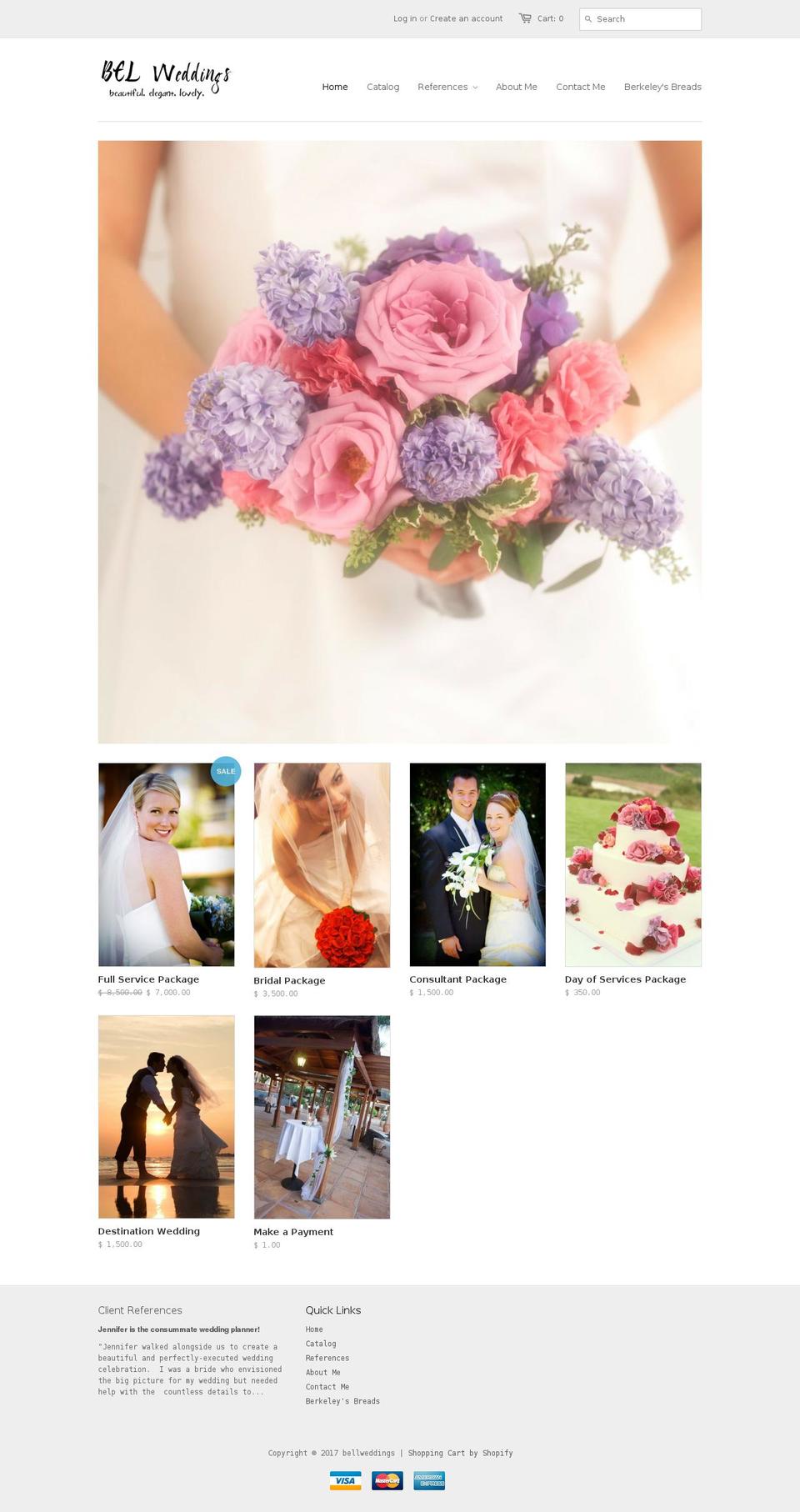 belweddings.com shopify website screenshot