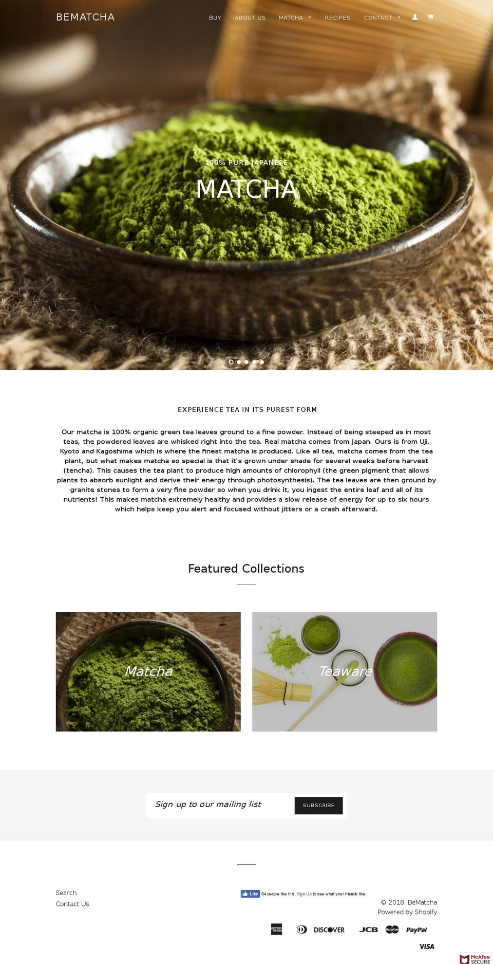 bematcha.com — Shopify storefront screenshot