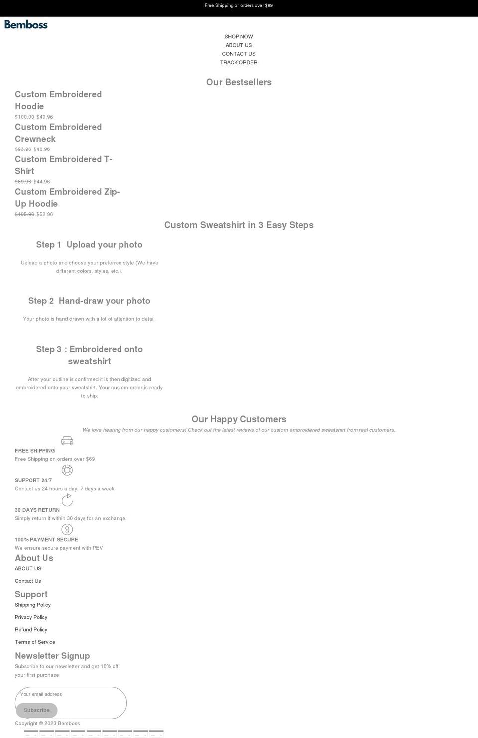 bemboss.com shopify website screenshot