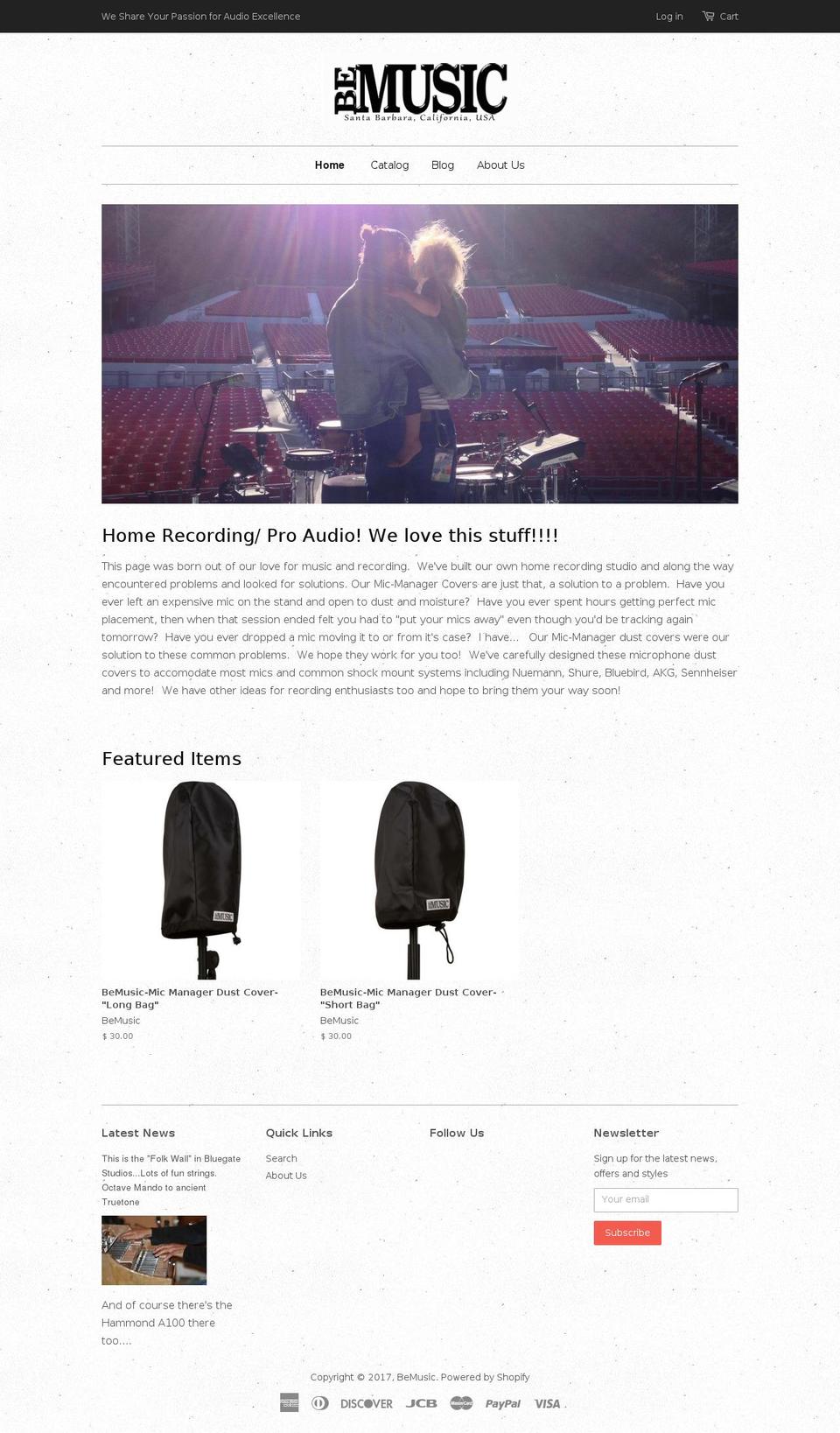bemusicgear.com shopify website screenshot