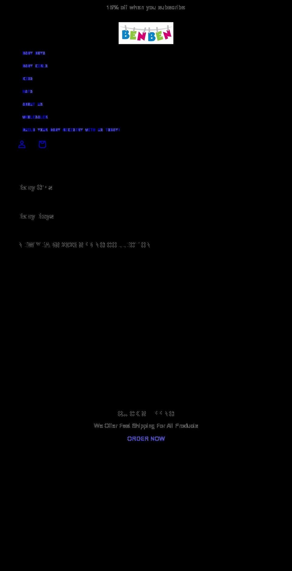 benbenapparel.com shopify website screenshot