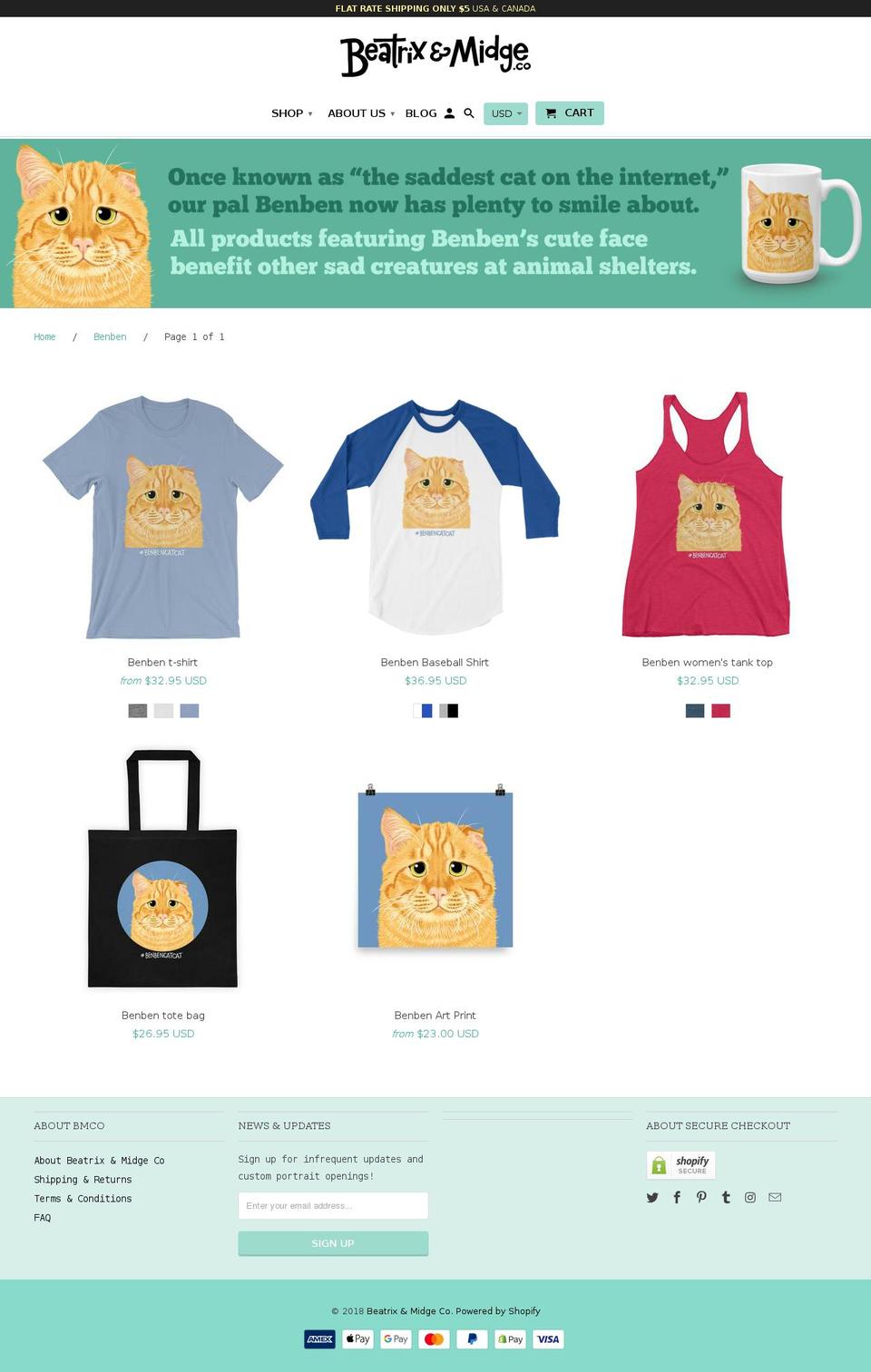 benbencatcat.com — Shopify storefront screenshot