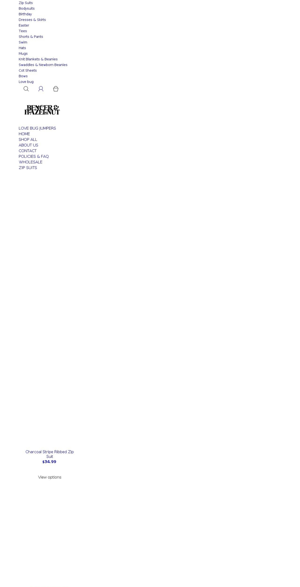 bencerandhazelnut.com shopify website screenshot