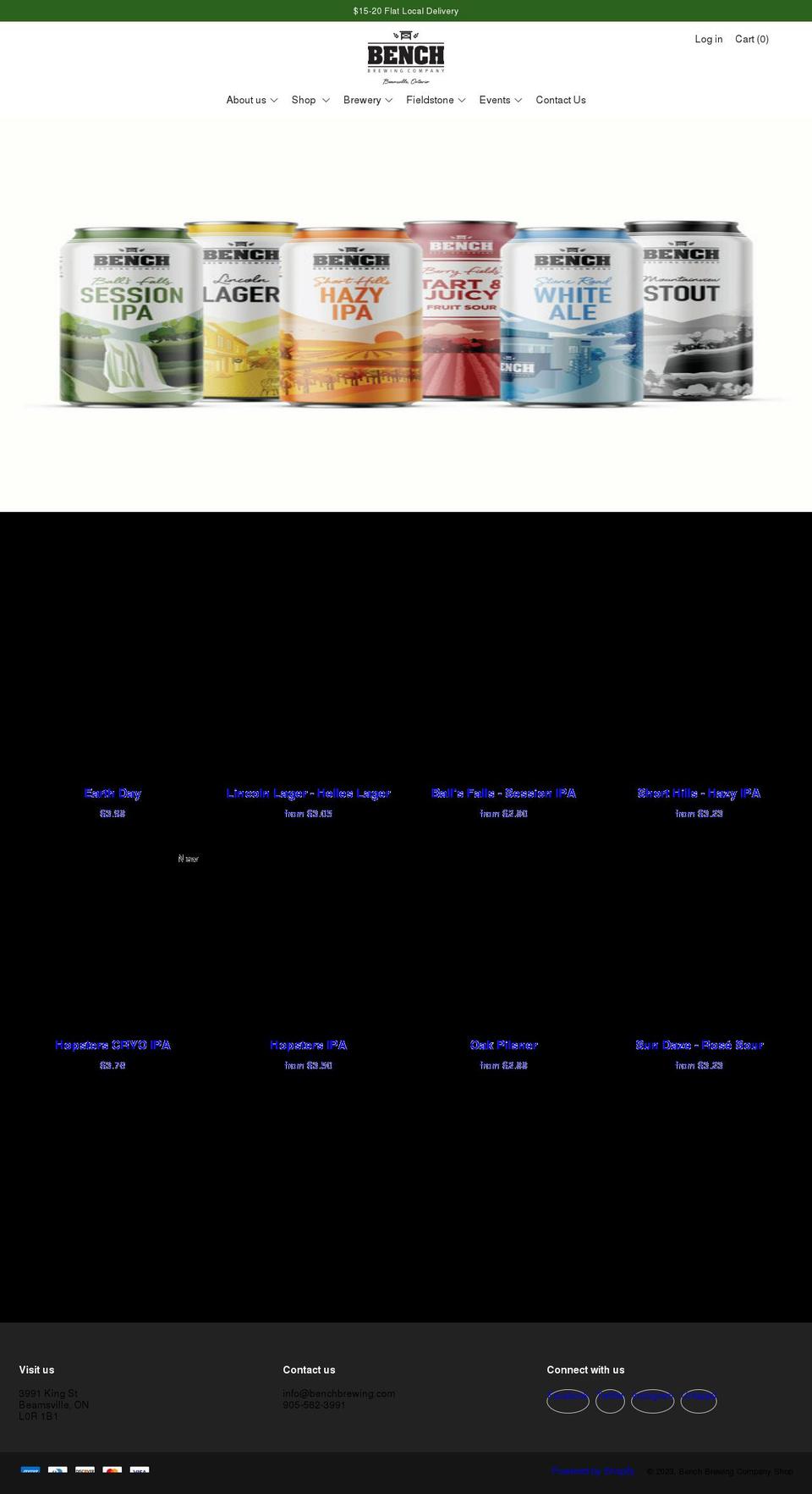 benchbrewing.com shopify website screenshot