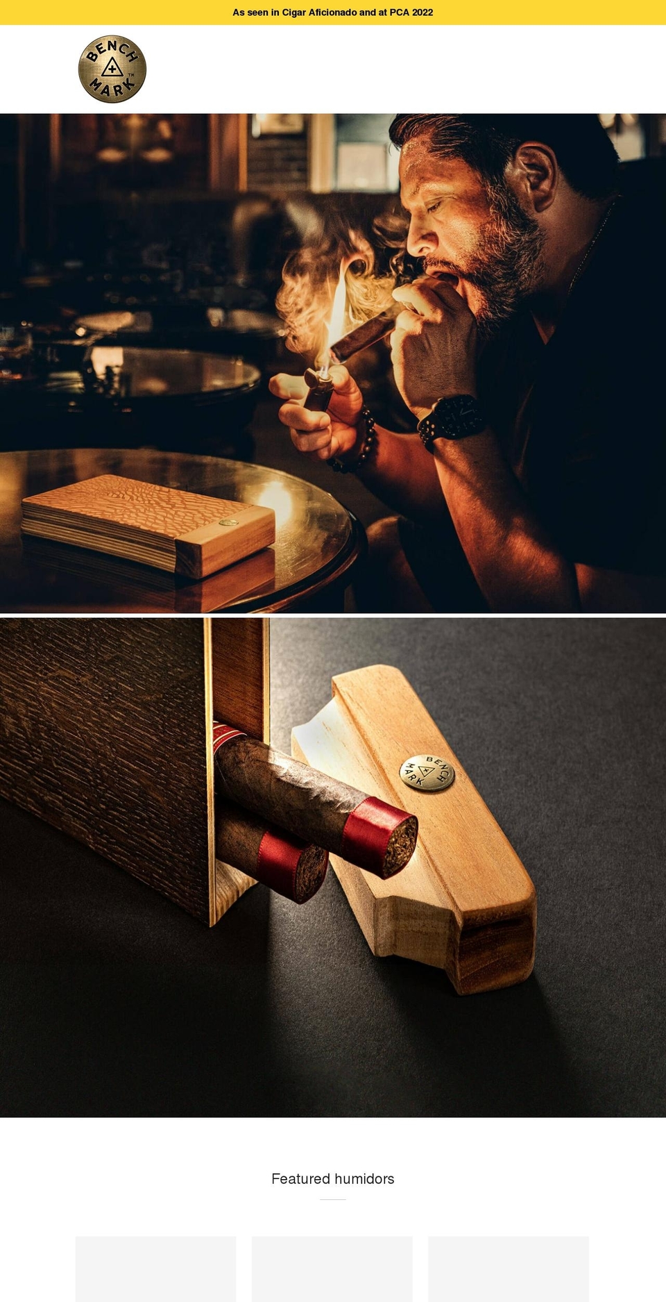 benchmarkhumidors.com shopify website screenshot