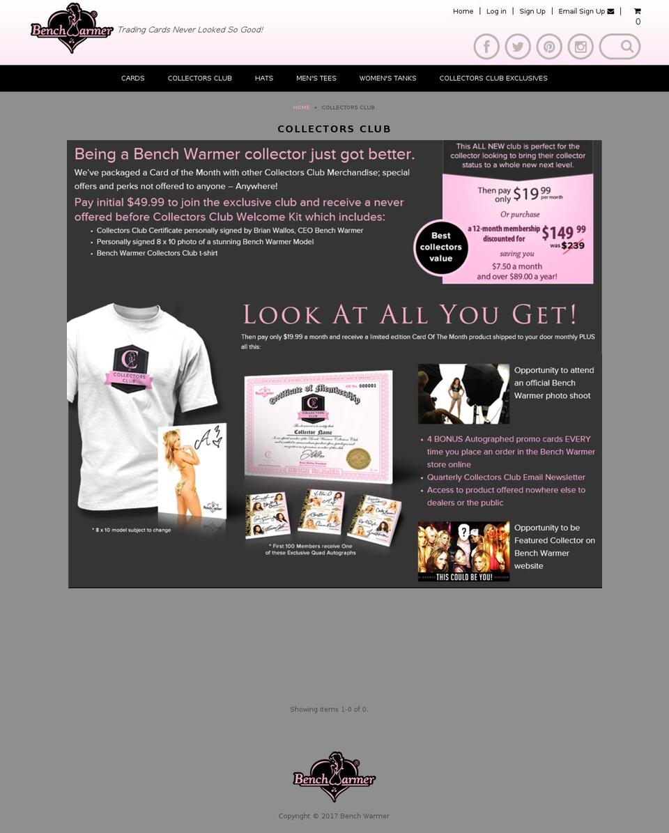 benchwarmerclub.com shopify website screenshot