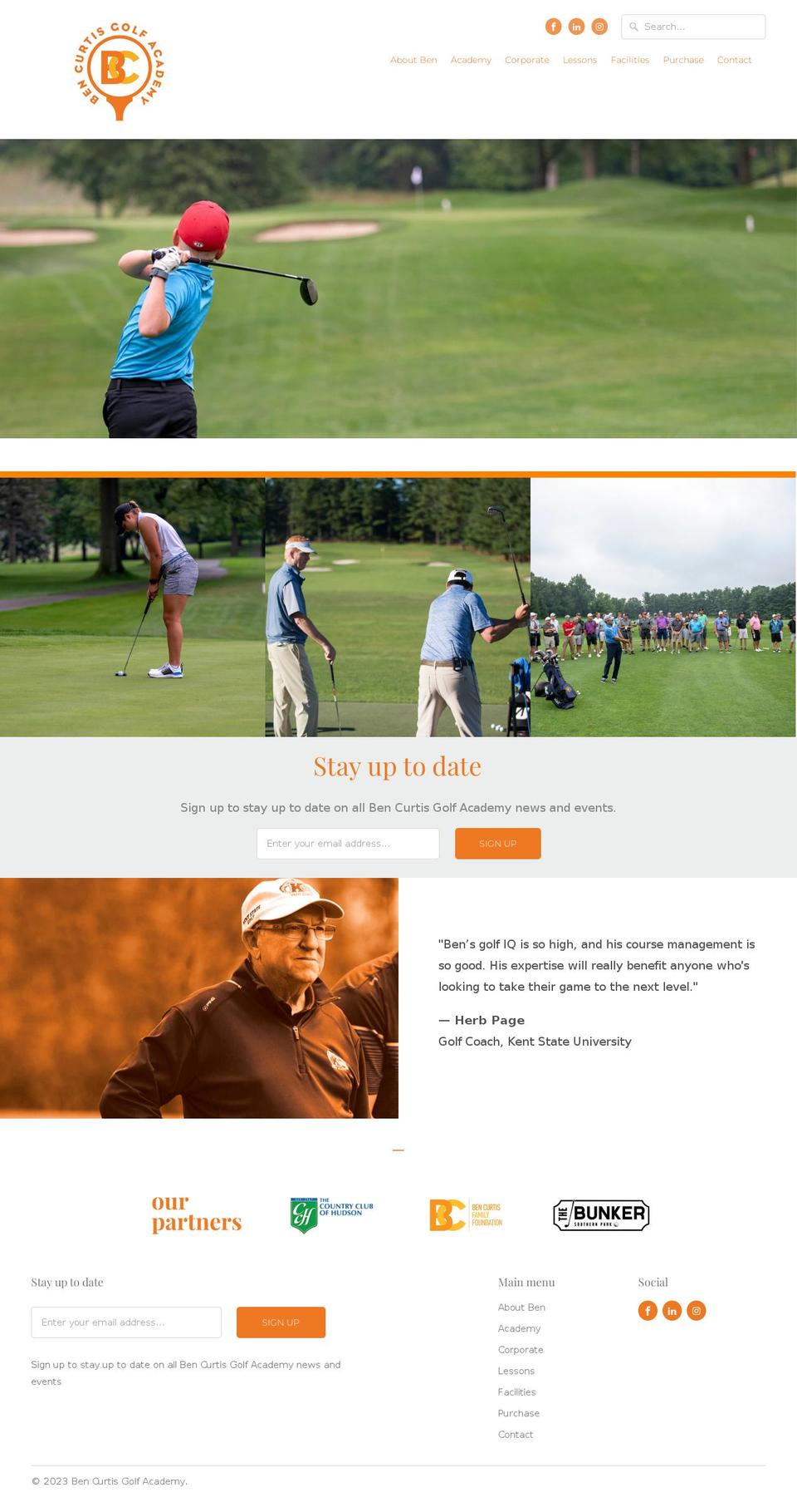 bencurtisacademy.com — Shopify storefront screenshot