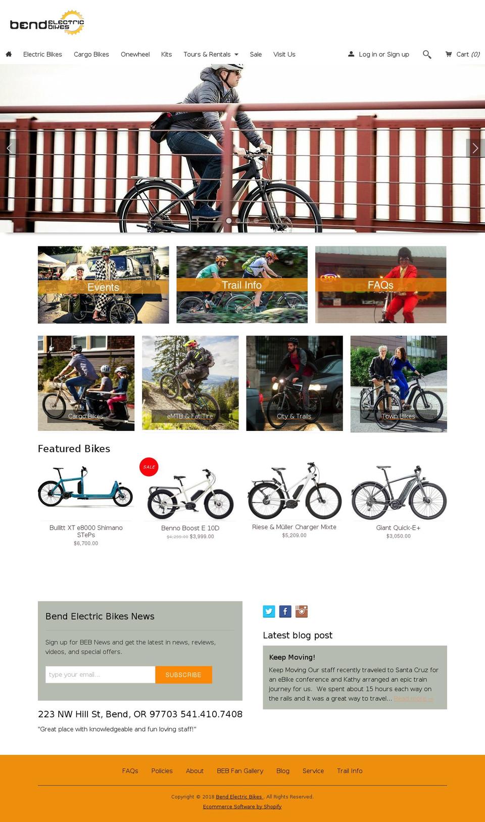 bendebiketours.com shopify website screenshot