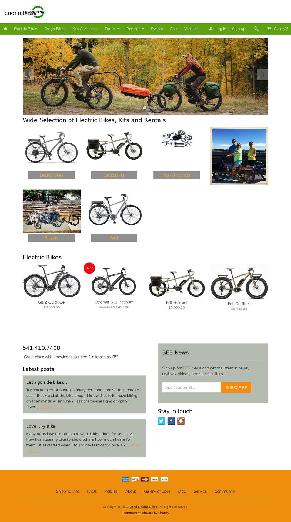Fluid Shopify theme site example bendelectricvehicles.com
