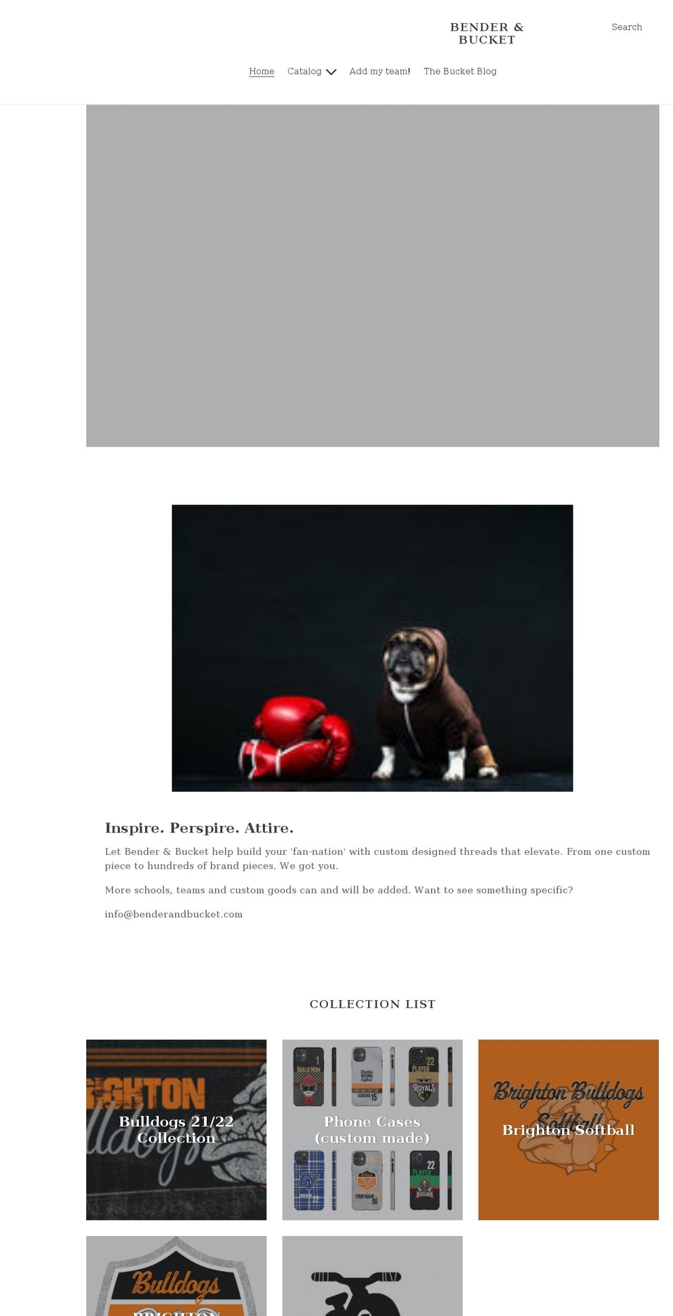benderandbucket.com shopify website screenshot