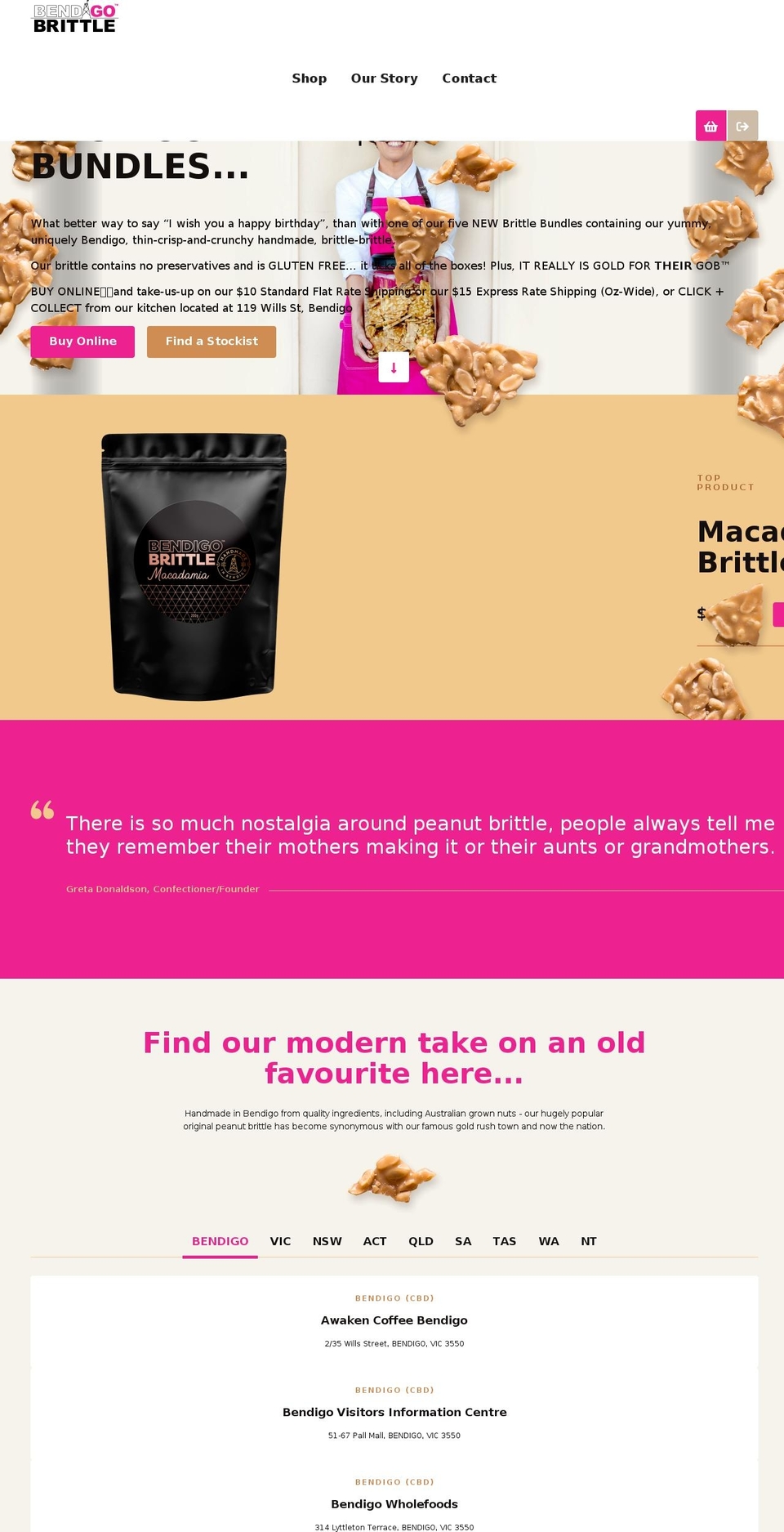 bendigobrittle.com.au shopify website screenshot