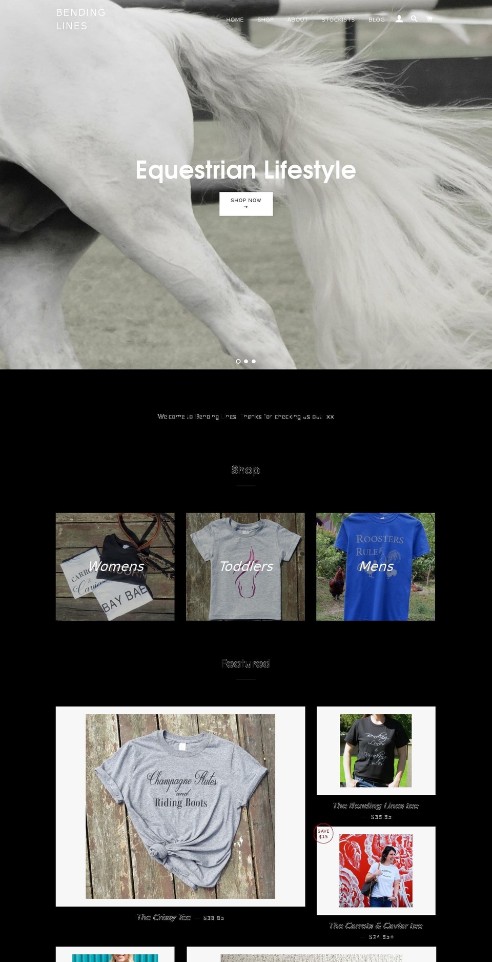 bendinglines.com — Shopify storefront screenshot