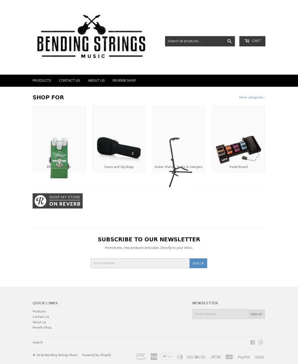 bendingstringsmusic.com — Shopify storefront screenshot