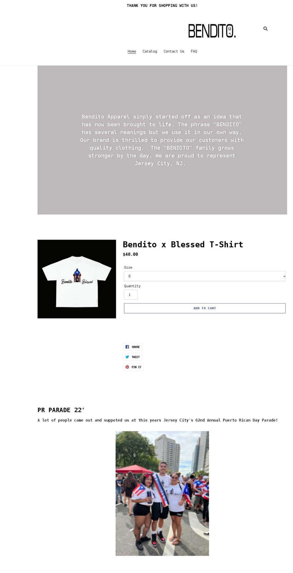 benditoapparel.com shopify website screenshot