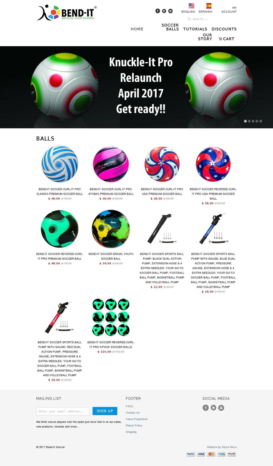 benditsoccer.org shopify website screenshot