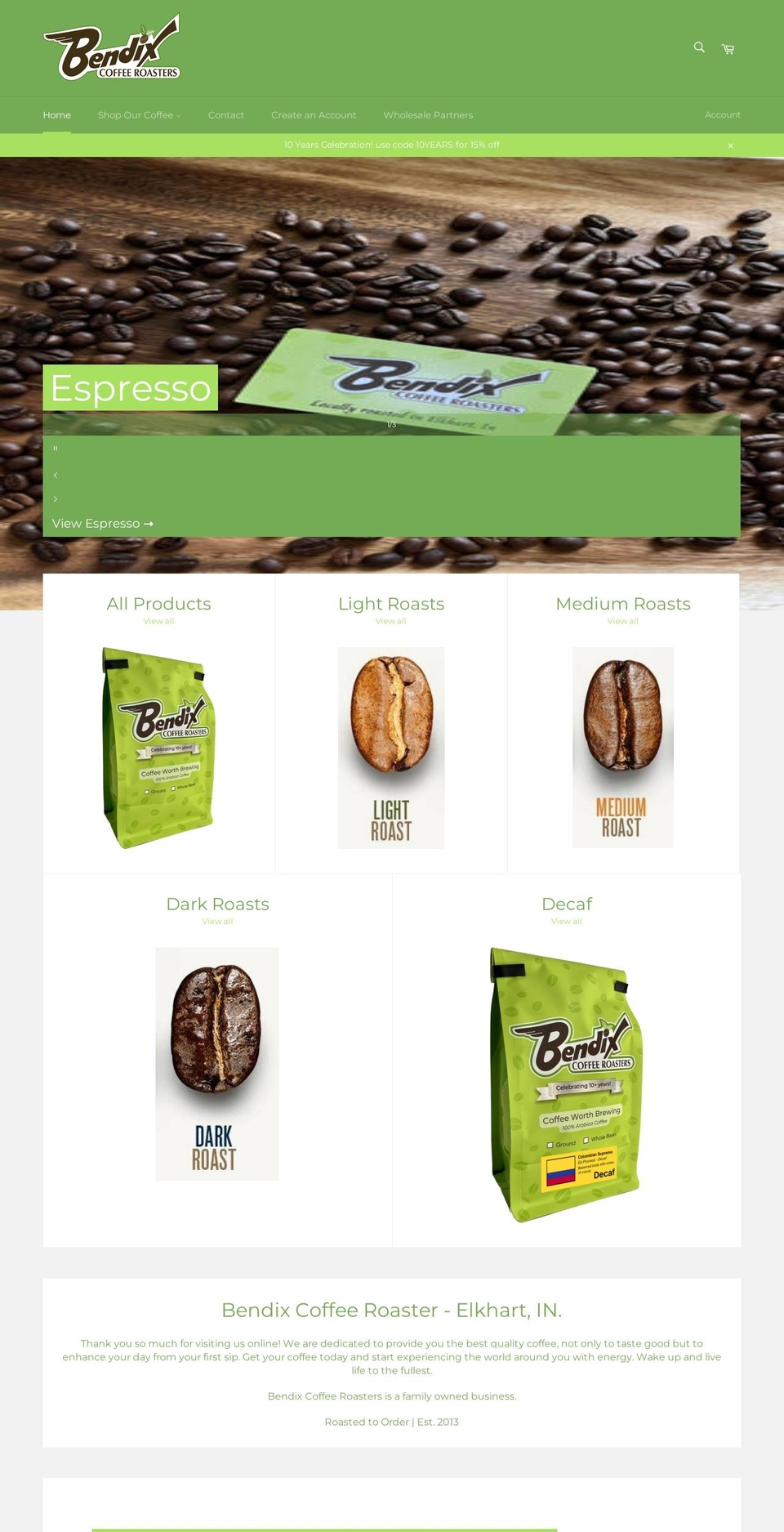 bendixcoffee.com shopify website screenshot