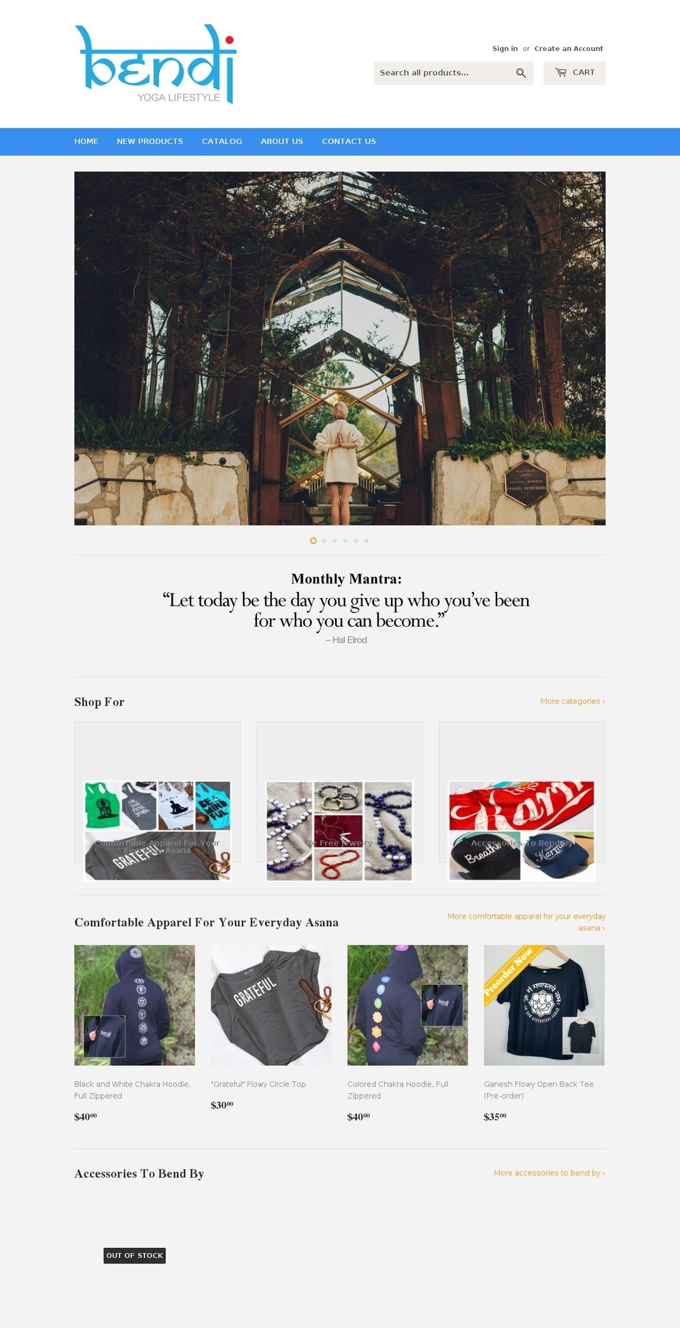 bendiyoga.com — Shopify storefront screenshot