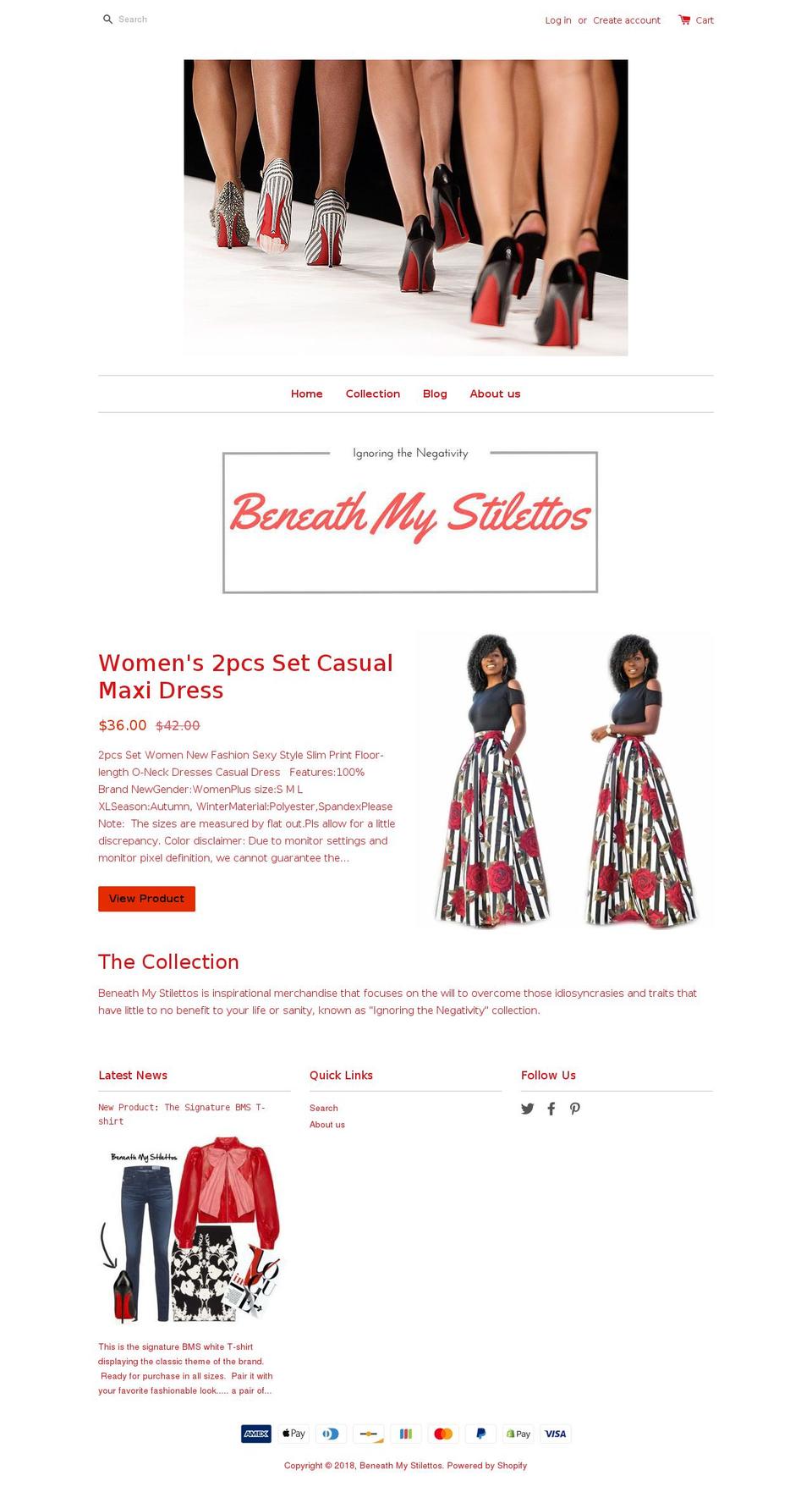 beneathmystilettos.com — Shopify storefront screenshot
