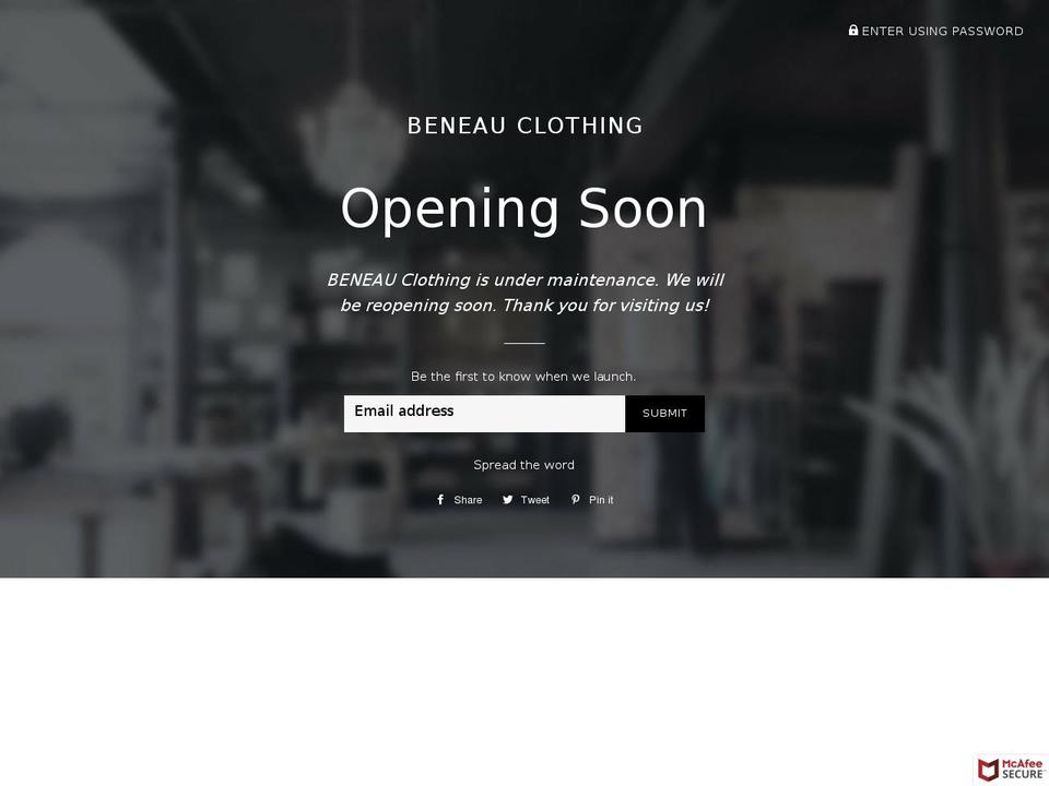 beneau.clothing shopify website screenshot