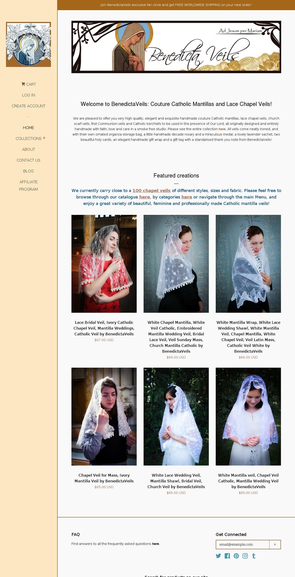 benedictaveils.com — Shopify storefront screenshot