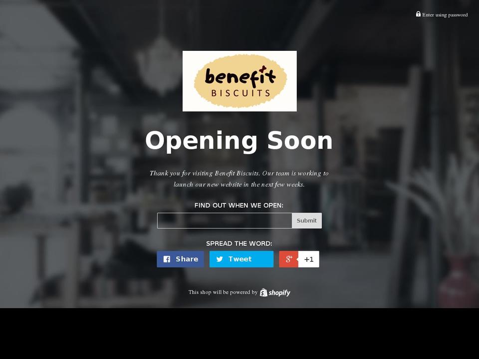 benefit-biscuits.com shopify website screenshot
