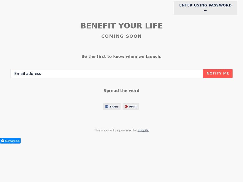benefityourlife.net shopify website screenshot