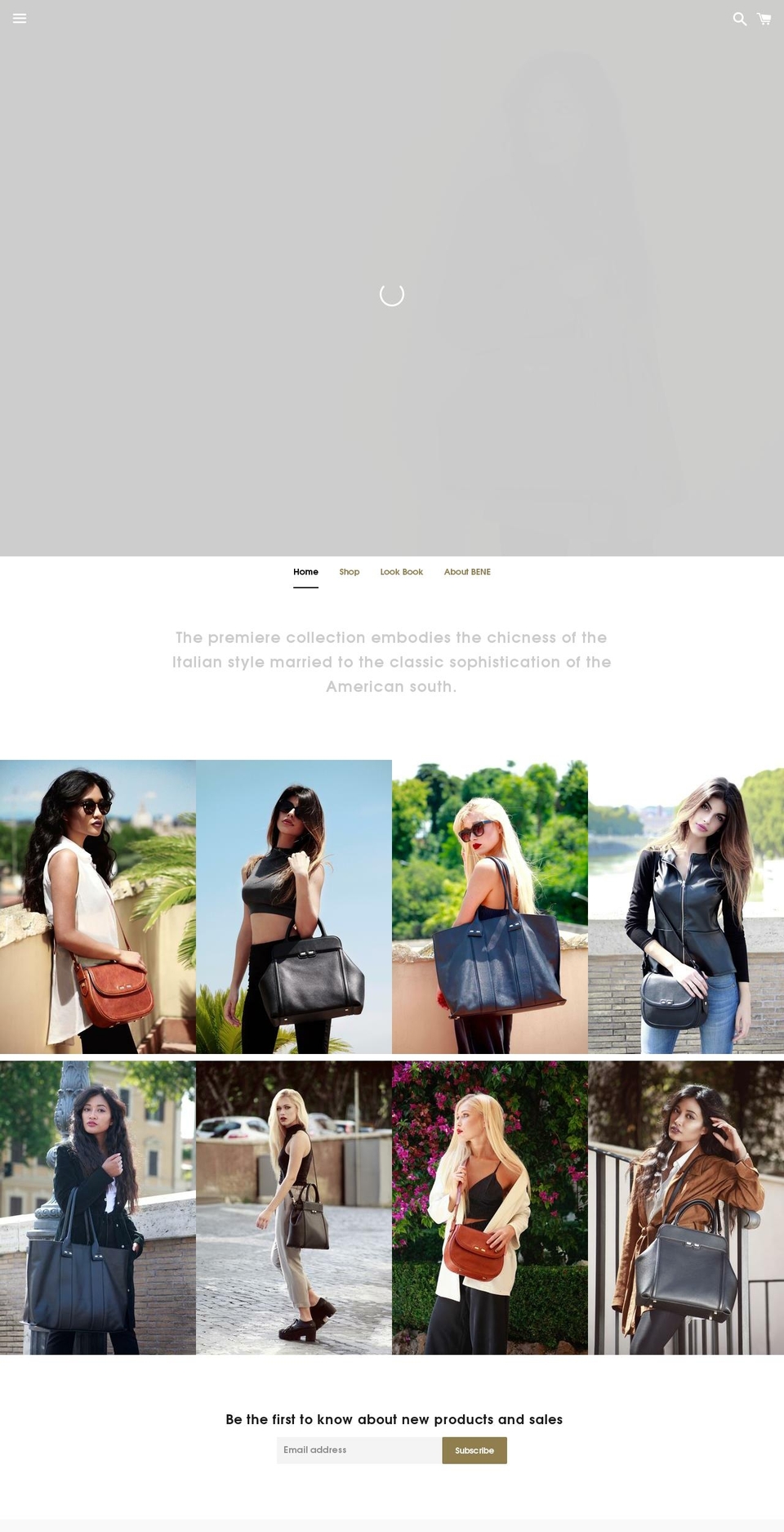 benehandbags.com shopify website screenshot
