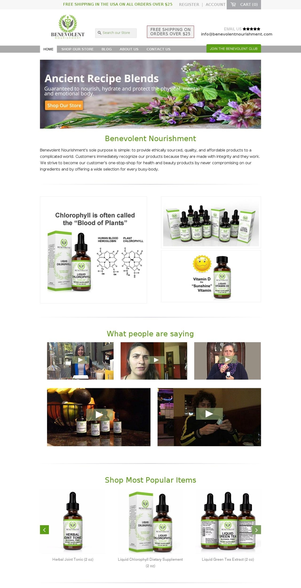 benevolentnourishment.com shopify website screenshot