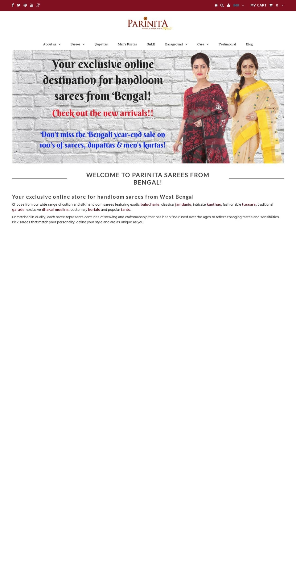 bengalhandloomsarees.com shopify website screenshot