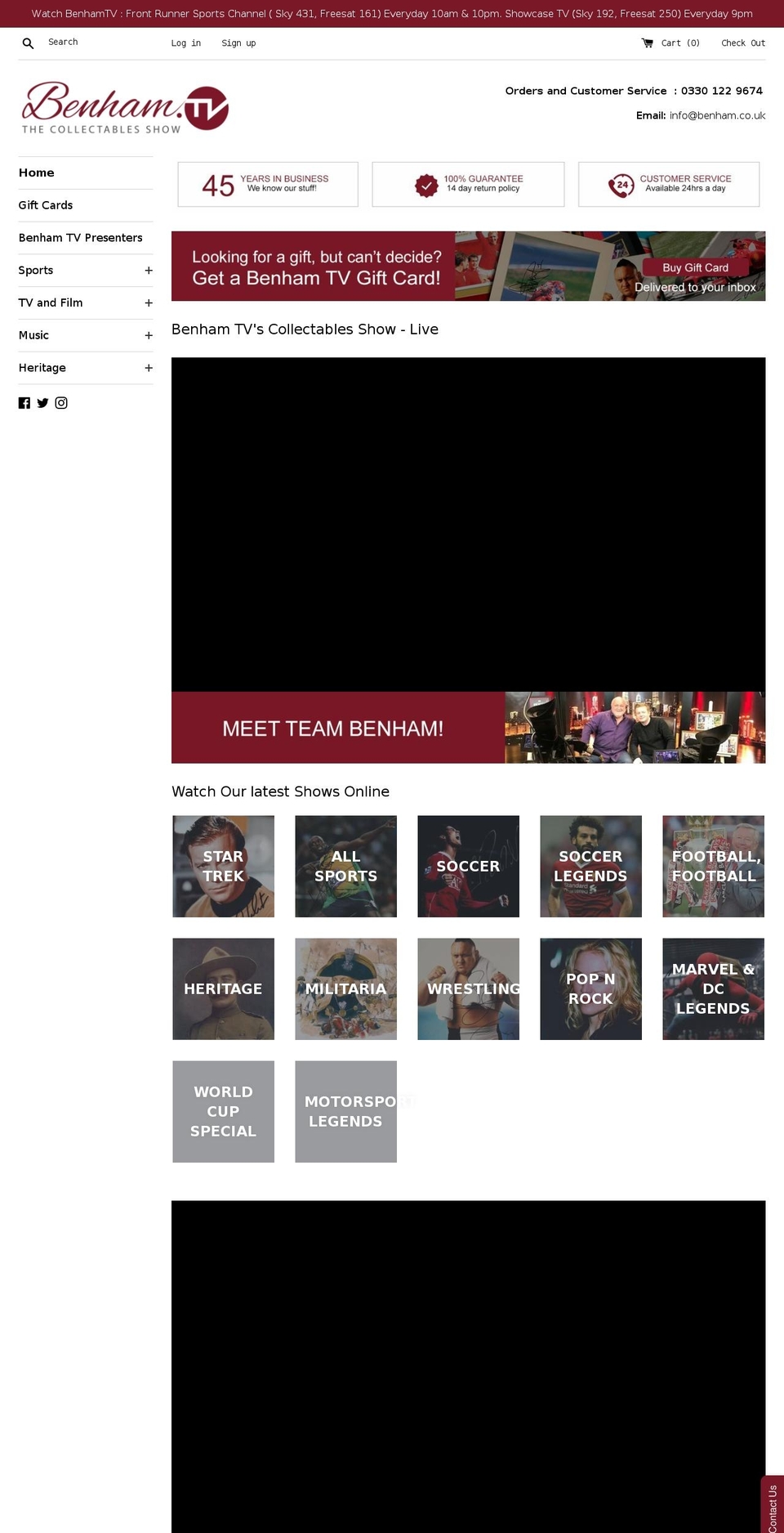 benham.tv shopify website screenshot