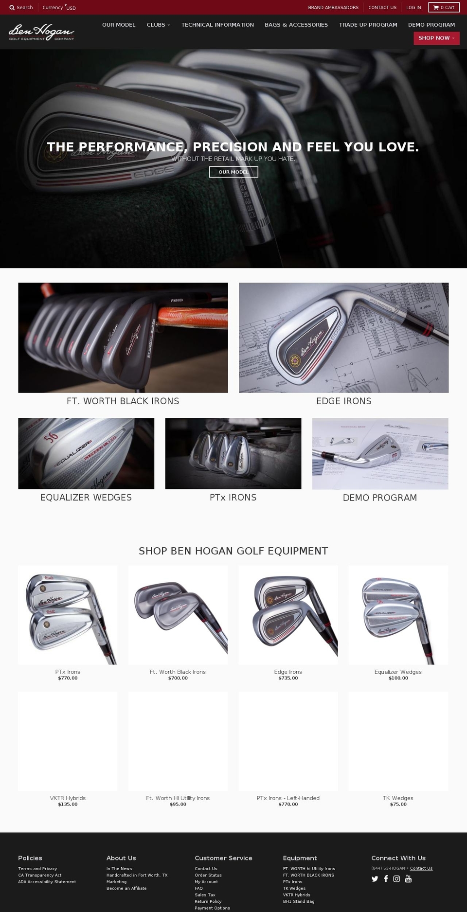 benhogangolf.com — Shopify storefront screenshot