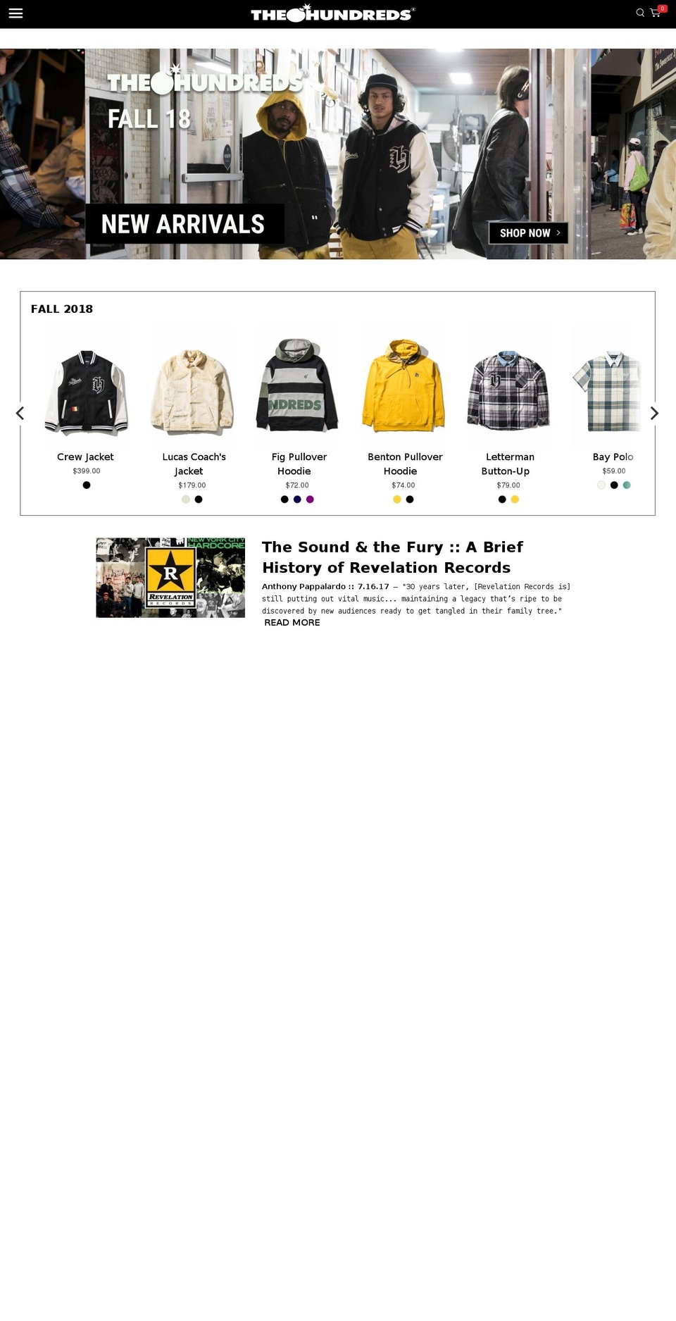 The Hundreds - BASE THEME Shopify theme site example benhundreds.com