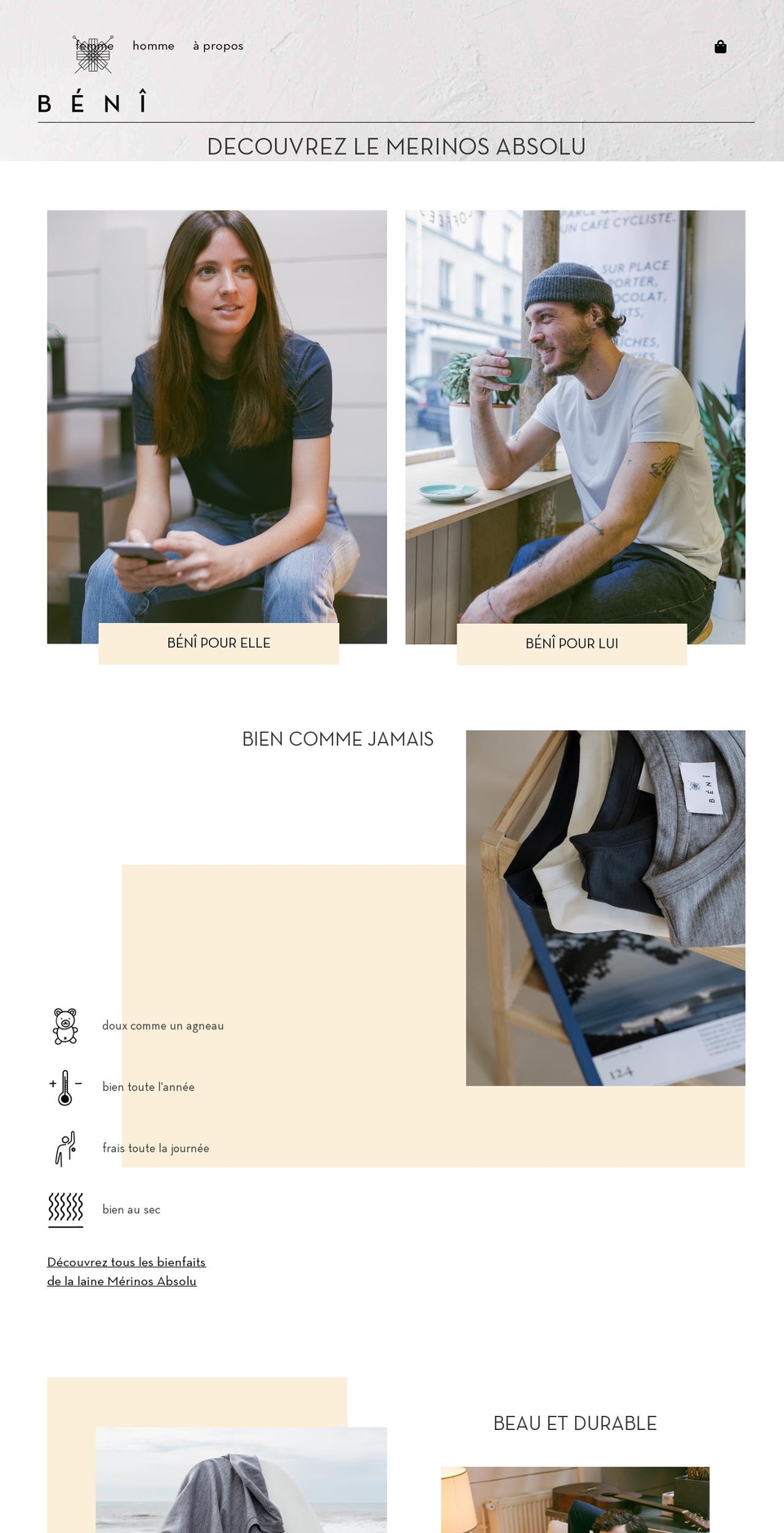 beni.fr shopify website screenshot