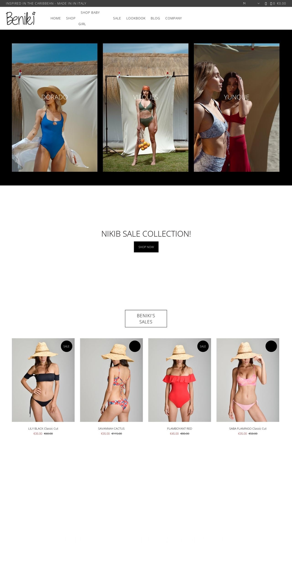 benikiswimwear.com — Shopify storefront screenshot