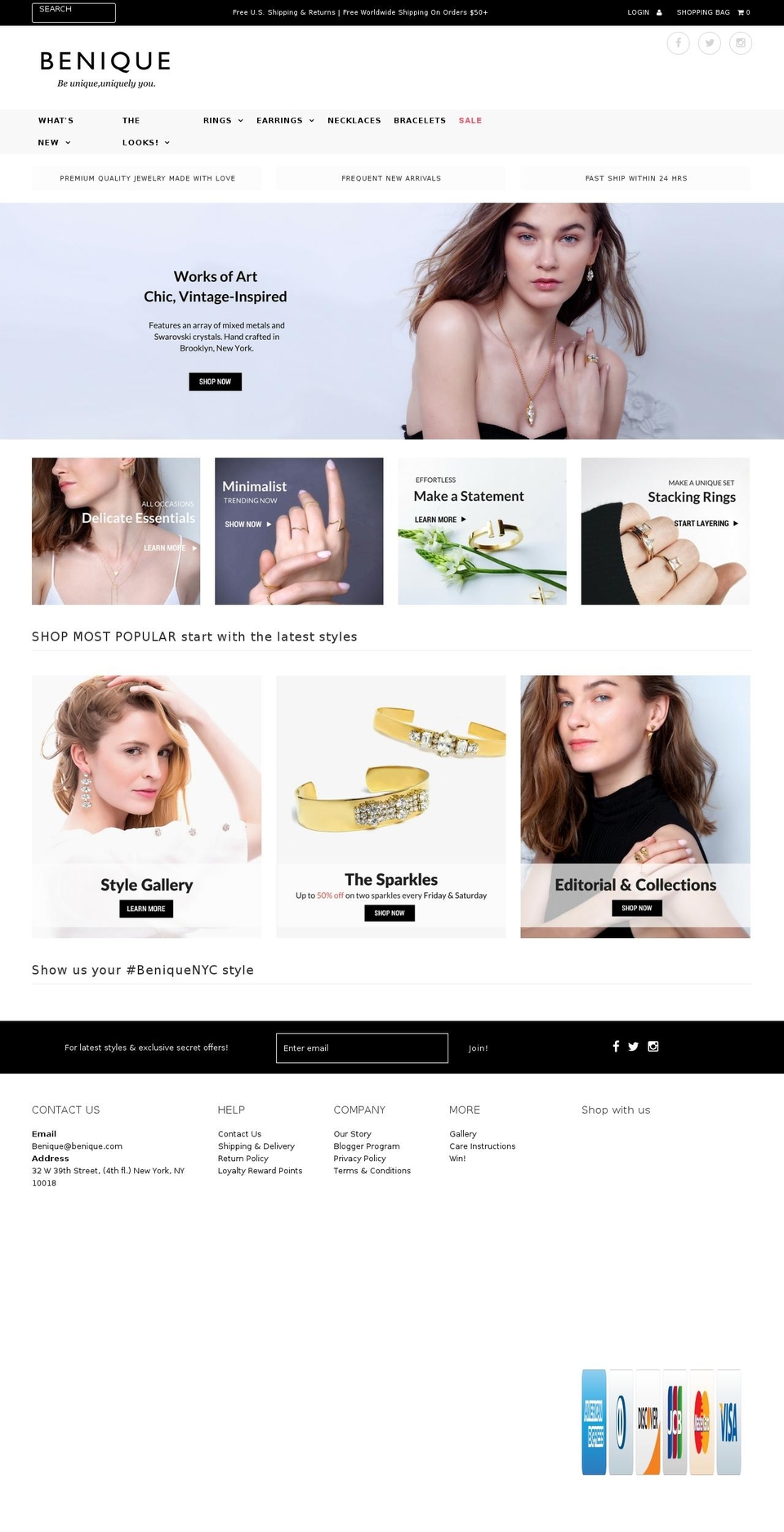 benique.com shopify website screenshot