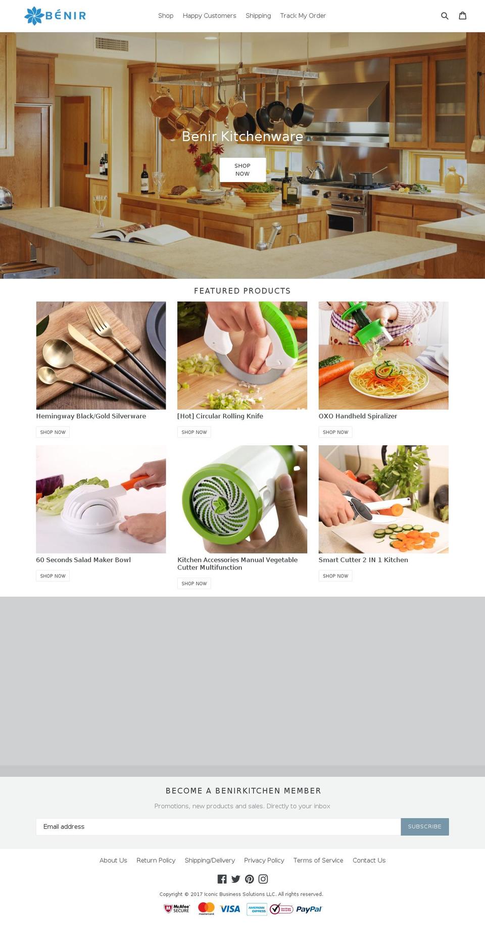 benirkitchen.com — Shopify storefront screenshot
