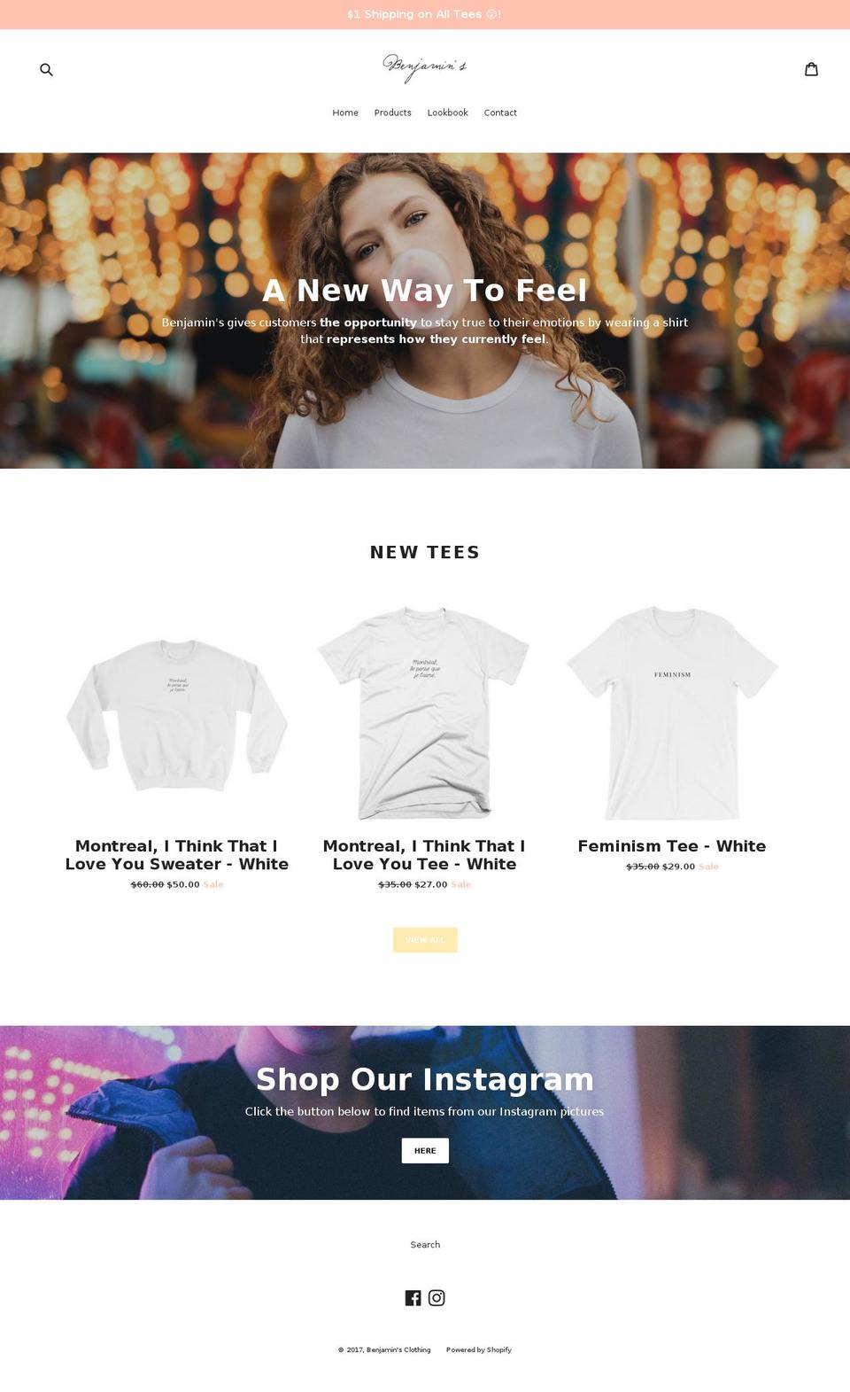 benjaminsclothing.com shopify website screenshot