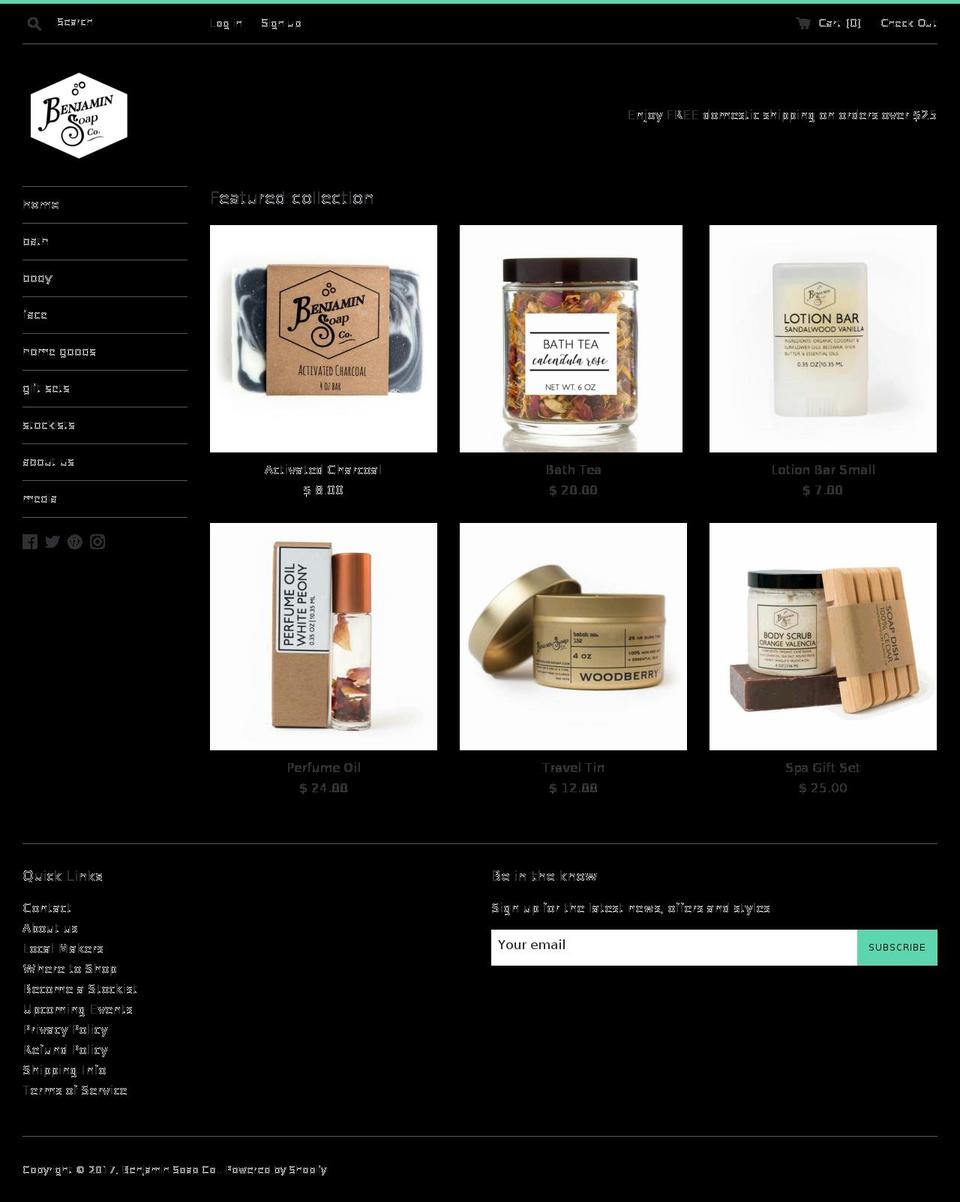 benjaminsoap.com shopify website screenshot