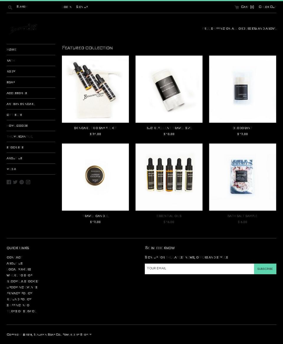 benjaminsoapcompany.com — Shopify storefront screenshot