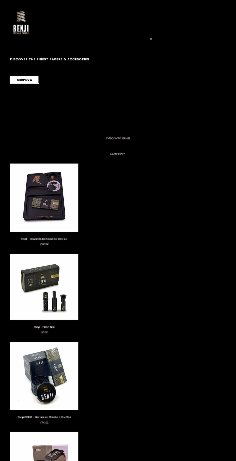 benjipapers.com — Shopify storefront screenshot